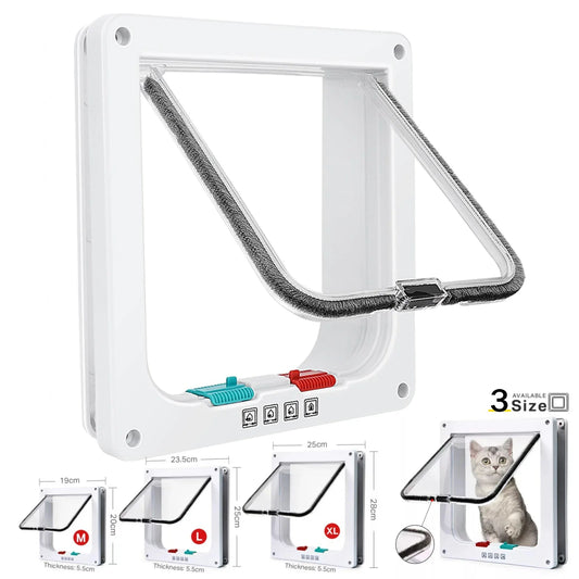 MagnaLock™ 4-Way Control Cat Door – Safe & Durable ABS Pet Flap