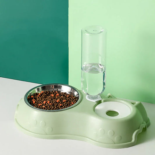 Raised Dual-Bowl Automatic Feeder and Water Dispenser