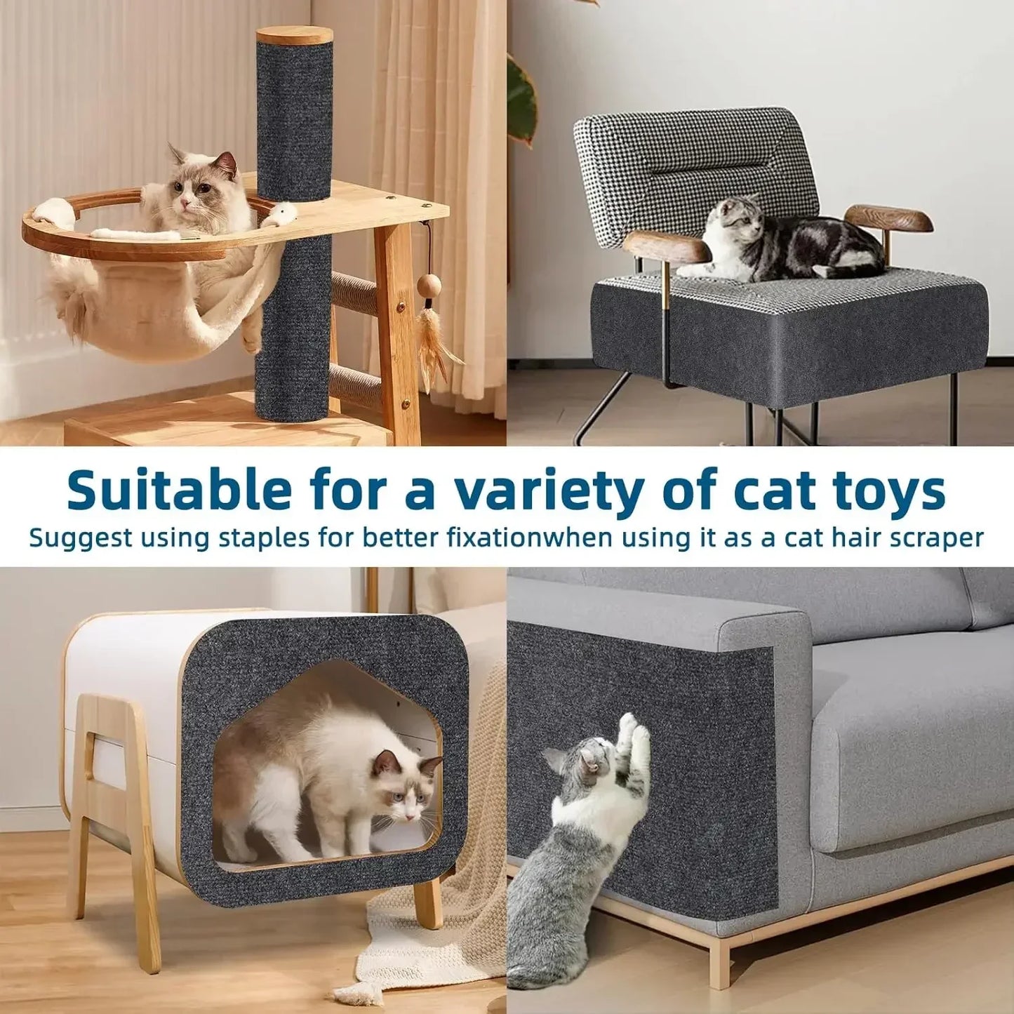 adjustable cat scratch mat for walls, corners & furniture
